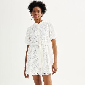NWT Nine West white knight eyelet fit & flare dress size XL